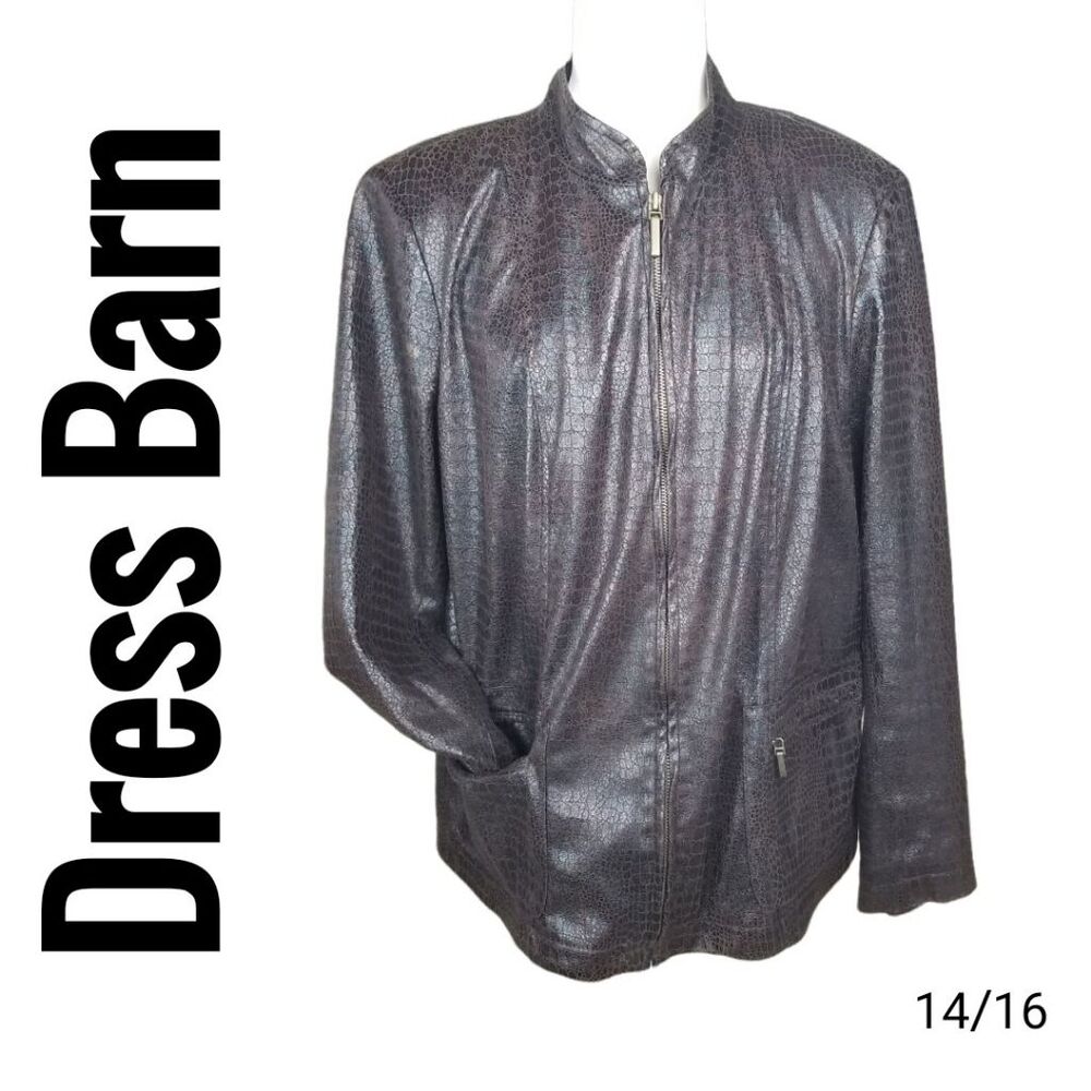 Dress Barn Jacket Lightweight Brown Faux Leather